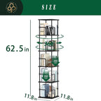 5-Tier Rotating Bookshelf, Freestanding Corner Bookshelf Industrial Style - Image 2