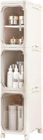 3-Tier Tall Narrow Storage Cabinet, Slim Bathroom Storage Cabinet by Lifelongpal