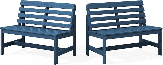 SERWALL Outdoor Bench, All Weather HDPE Outdoor Benches, 2-Person Armless Porch by SERWALL