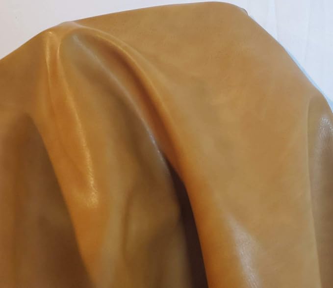 Caramel Light Tan Soft Faux Vegan PU Leather by the Yard Synthetic Pleather 0.9 - Image 3