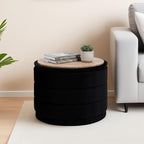 23" Upholstered Round Velvet Ottoman - Image 2