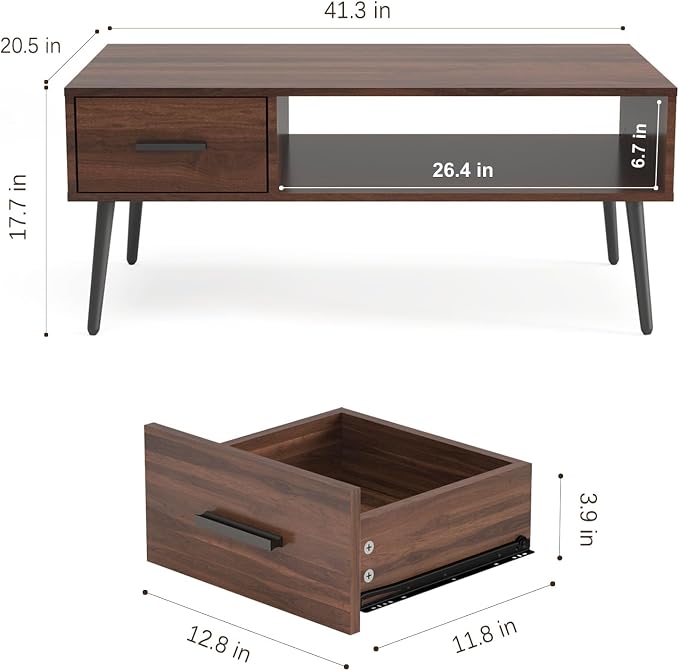 HAIOOU Coffee Table, Mid Century Modern Center Table - Image 3