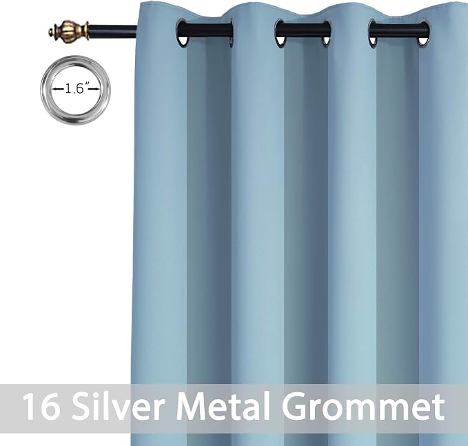 Yakamok Sky Blue Room Darkening Curtains 84 inch Sliding Door Drapes | 1 - Image 3