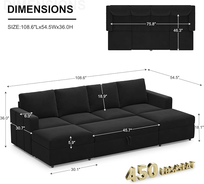 Belffin Modular Sectional Sleeper Sofa Bed - Image 2