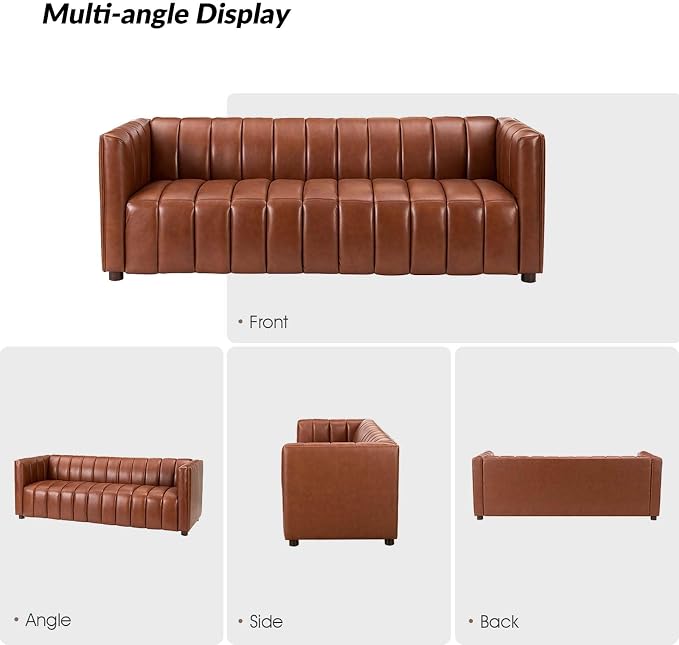 HULALA HOME 83" Genuine Leather Sofa - Image 5