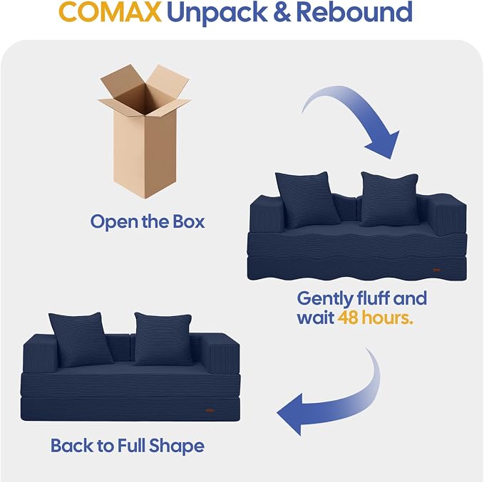 COMAX Futon Sofa Bed, 4‑in‑1 Convertible Sofa Bed, Folding Boneless Couches - Image 6