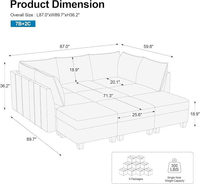 Belffin Modular Sectional Sofa Bed - Image 2