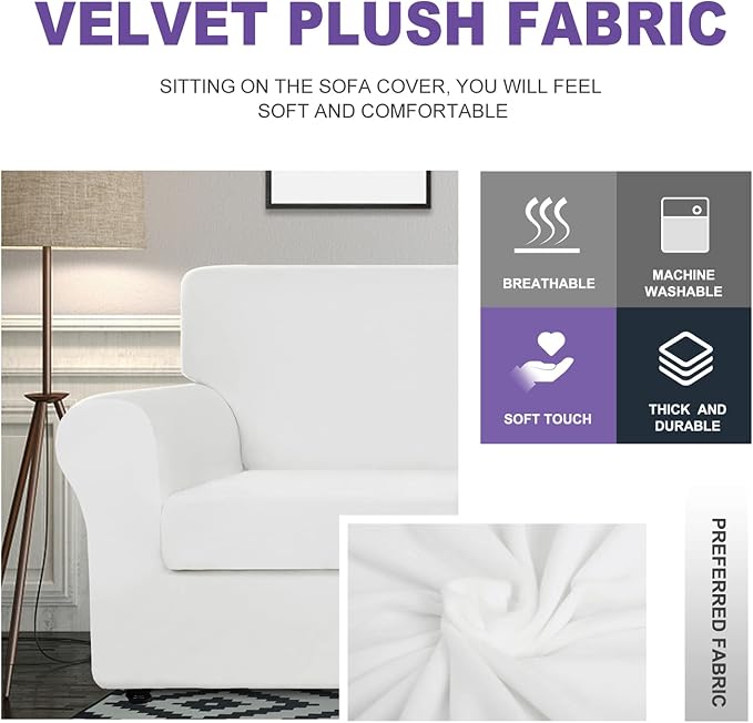ZNSAYOTX Oversized Velvet 3 Piece Couch Cover - Image 3