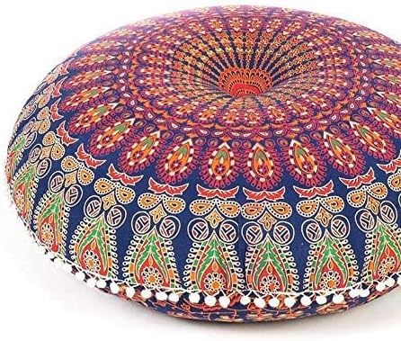 Mandala Floor Pillow Cover Meditation Cushion Seating Throw Hippie Round - Image 2