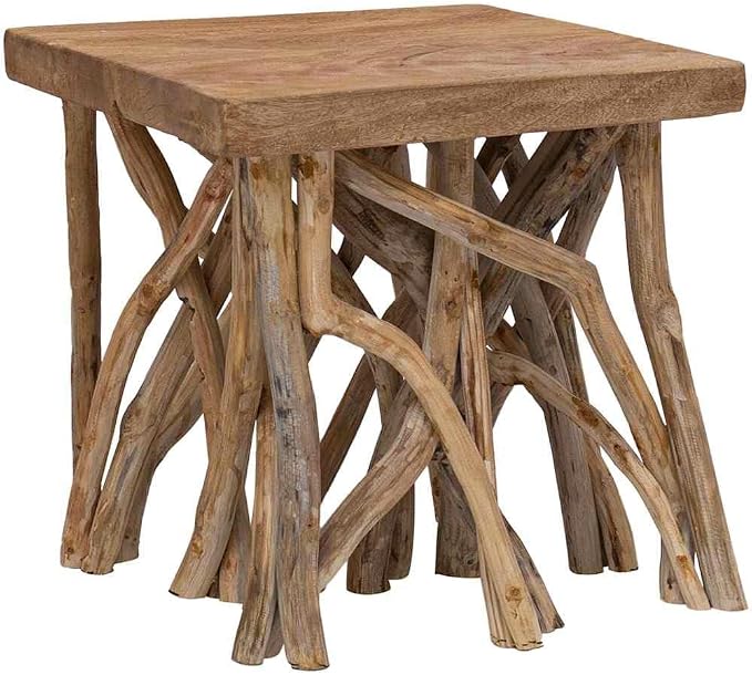 Brown Mixed Recycled Wood Coffee Table, Rustic Solid Wood Small Durable by Unknown