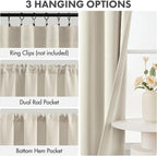 MIULEE 4 Panel Set Short Bedroom Blackout Curtains 54 Inch Long Cream Beige | - Image 2