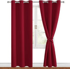 Blackout Curtains for Bedroom, 38 x 84 Inches Long, Christmas Red | Thermal by Hiasan