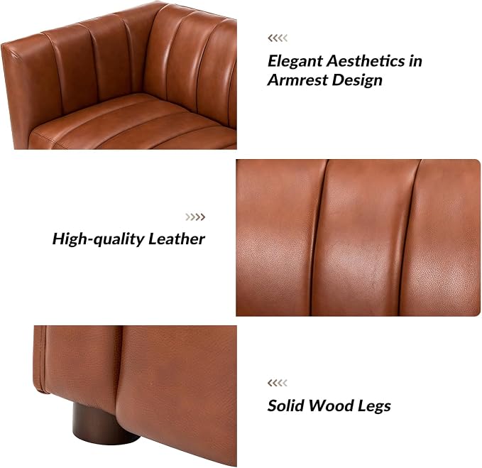 HULALA HOME 83" Genuine Leather Sofa - Image 6