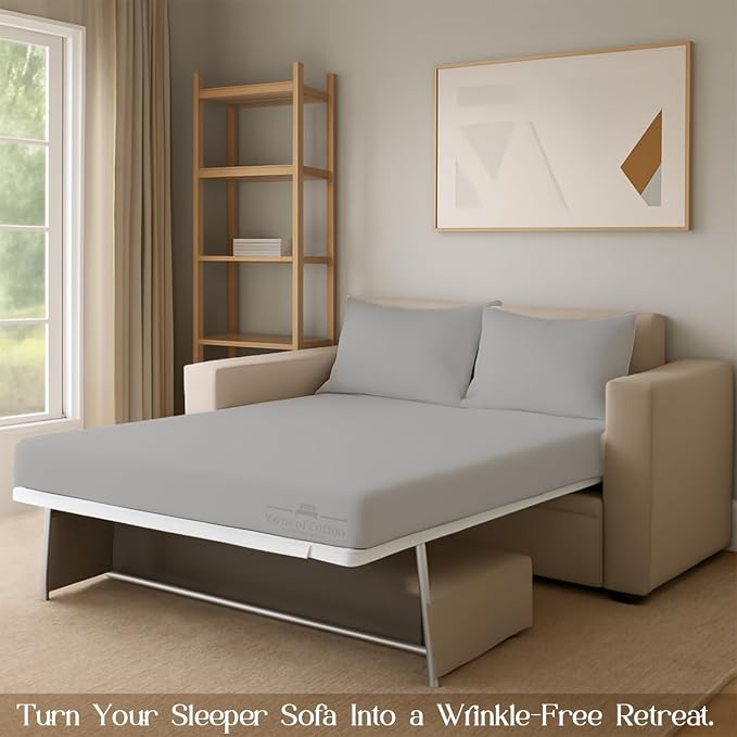 Sleeper Sofa Bed Sheet, 100% Cotton 400 Thread Count, 4 Piece Set, Deep Pocket - Image 8
