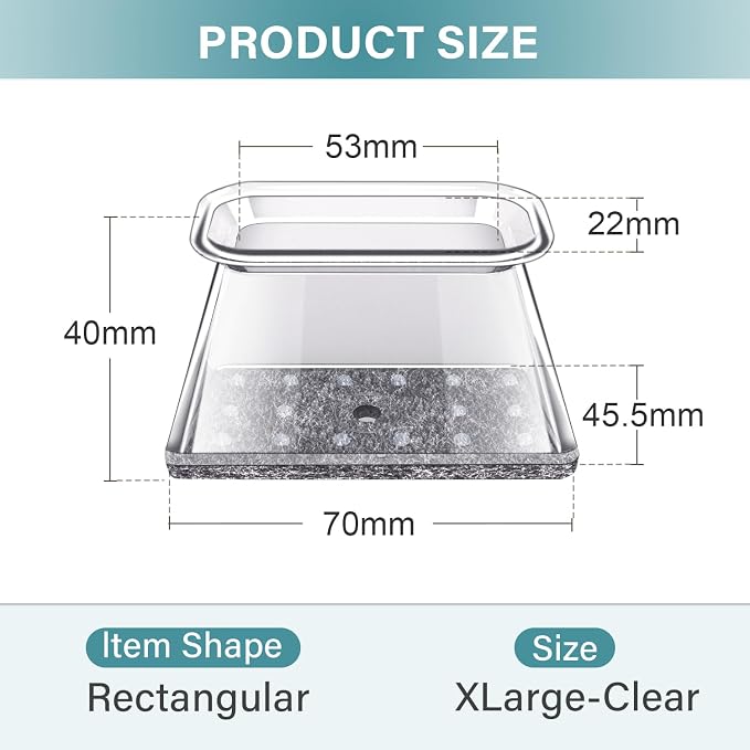 24 Pcs Chair Leg Floor Protectors Rectangle, Silicone Felt Furniture Leg Pads - Image 7