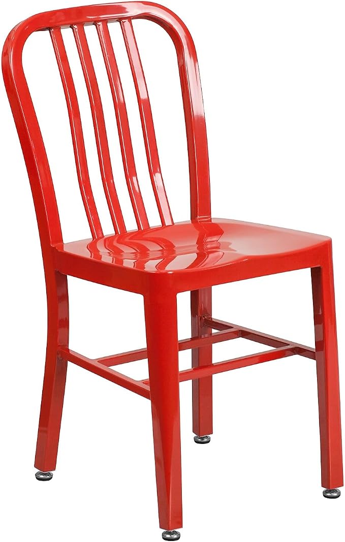 Flash Furniture Commercial Grade Red Metal Indoor-Outdoor Chair by FlashFurniture