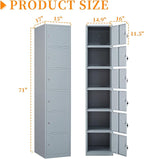 Metal Locker with 6 Doors, Lockable Locker Cabinet - Image 3