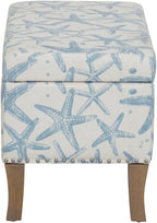 Linon Stephanie Cream and Light Blue Starfish Fully Upholstered Bench - Image 10