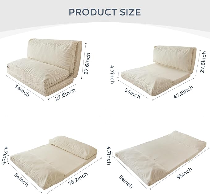 MAXYOYO Folding Sofa Bed, Extra Thick and Long Floor Sofa Convertible Sleeper - Image 2