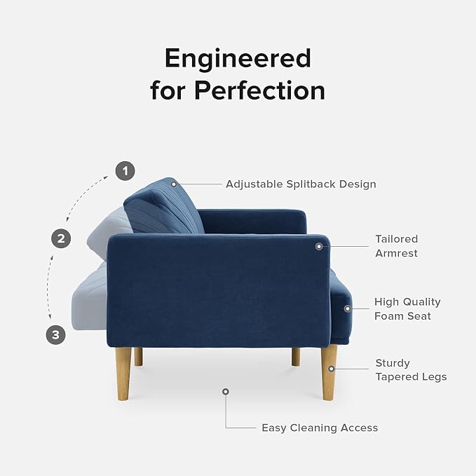 mopio 76.4" Futon Sofa Bed, Sleeper Sofa, Mid Century Modern Futon Couch - Image 5