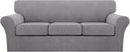 Turquoize 4 Piece Sofa Covers for 3 Cushion Couch Sofa Slipcover Soft Couch by Turquoize