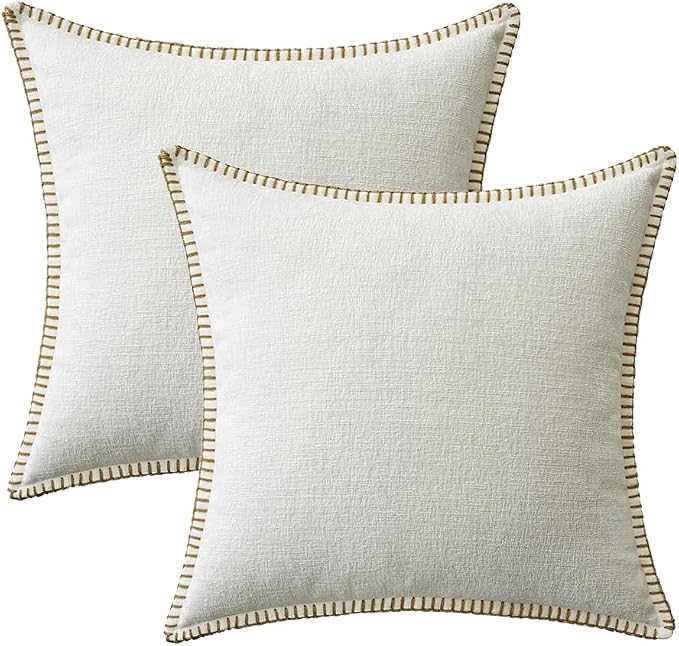 MIULEE Decorative Couch Throw Pillow Covers 20x20 Inch Pure White 2 Pack | - Image 6