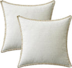MIULEE Decorative Couch Throw Pillow Covers 18x18 Inch Pure White 2 Pack | - Image 6