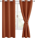 Fall Blackout Curtains for Bedroom 38 x 63 Inch Burnt Ochre 2 Panel | Thermal by Hiasan