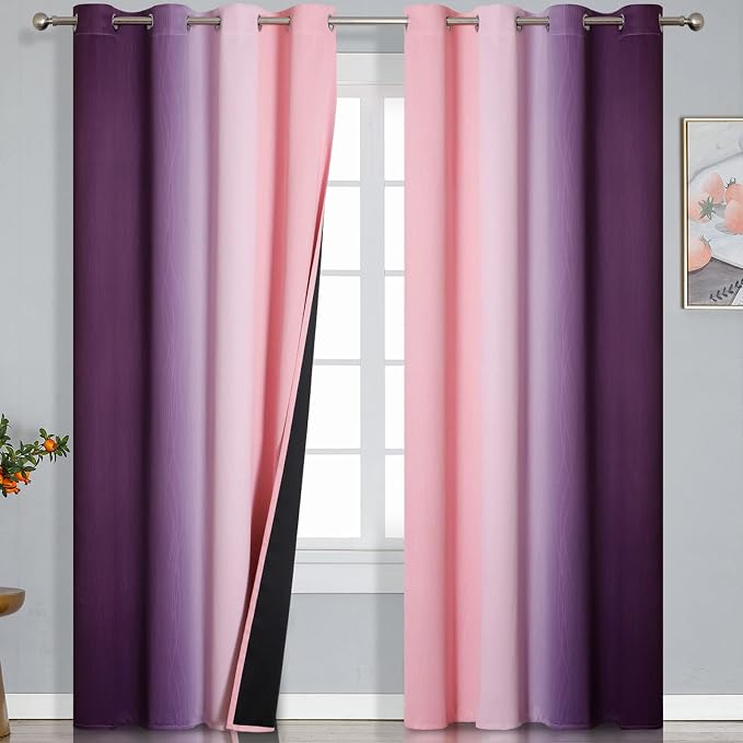 Pink and Purple Ombre Blackout Curtains by ESTELARTEXTILER