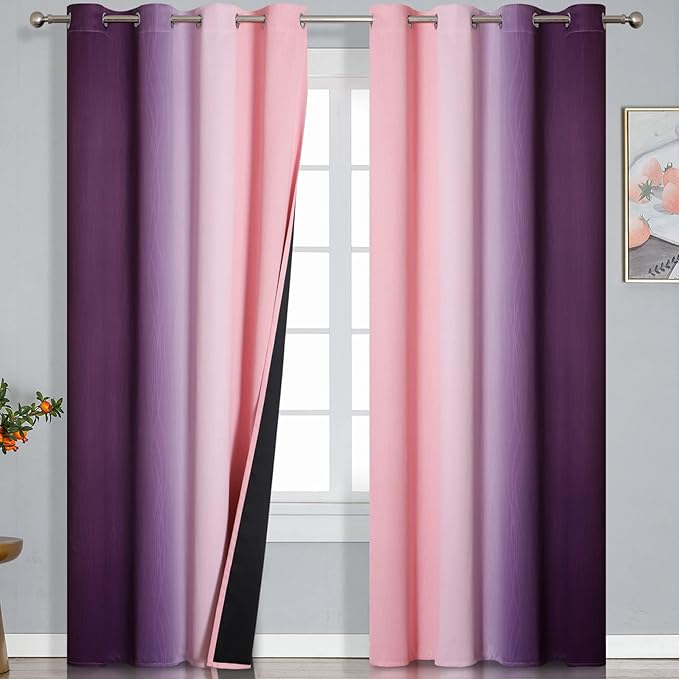 Pink and Purple Ombre Blackout Curtains by ESTELARTEXTILER
