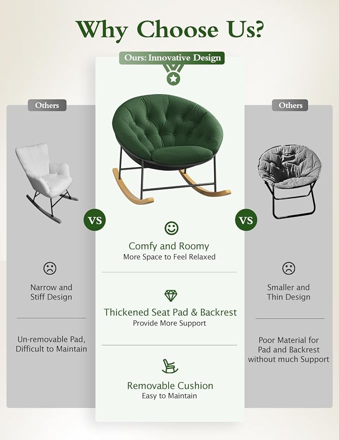 Kidirect Wide Rocking Chair Nursery, Comfy Saucer Nursery Rocking Chairs - Image 5