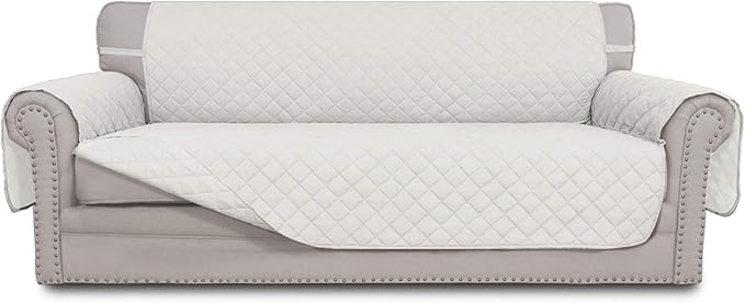 Easy-Going Reversible Couch Cover, 3 Cushion Sofa, Ivory/Ivory | Machine by Easy-Going