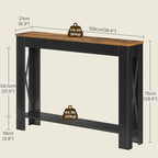 YATINEY Farmhouse Console Table, 39.4'' Small Narrow Entryway Table, Wood Couch - Image 3