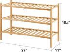 viewcare 3-Tier Free Standing Shoe Racks, Bamboo Wood Shoe Rack - Image 3