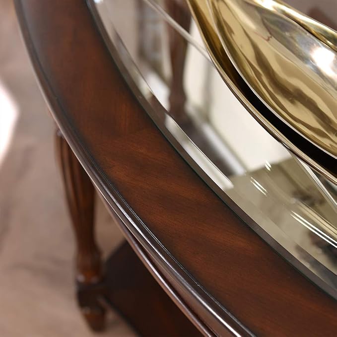 PADMA HOUSE Traditional Solid Wood Semi-Circle Sofa Table - Image 8