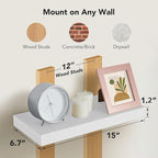 AMADA HOMEFURNISHING Floating Shelves Wall Mounted, 15 x 7 Inch Wall Shelves - Image 3
