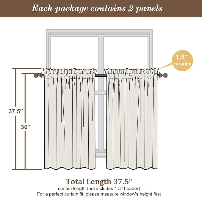 Chyhomenyc Sage Green Semi Sheer Curtains 36 Inch Length, Light Filtering Faux - Image 5
