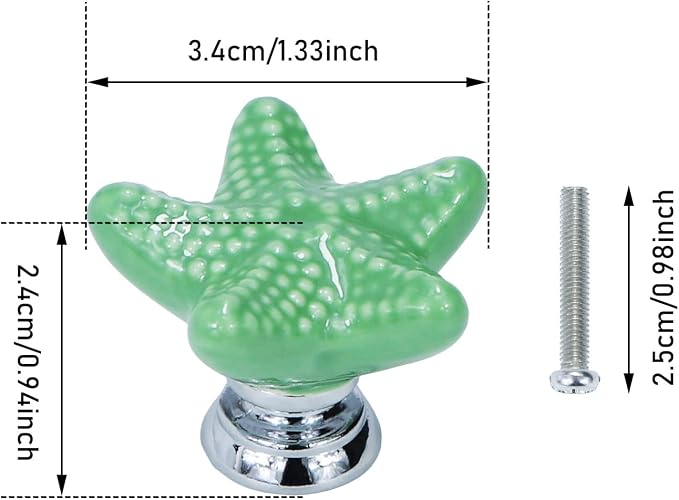 Starfish Drawer Knobs Coastal Kitchen Cabinet Knos Beach Themeb Knob Ceramic - Image 2