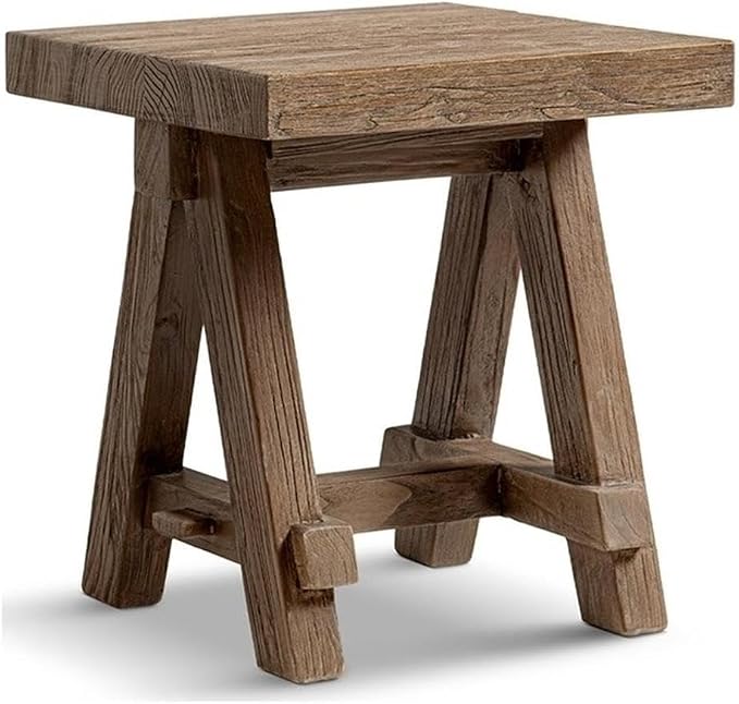 Pemberly Row 18 in Square Reclaimed Elm Side Table, Medium-Dark Brown Finish by PEMBERLYROW