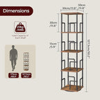 MAHANCRIS 4-Tier Rotating Bookshelf, Freestanding Corner Bookshelf, 360° - Image 3