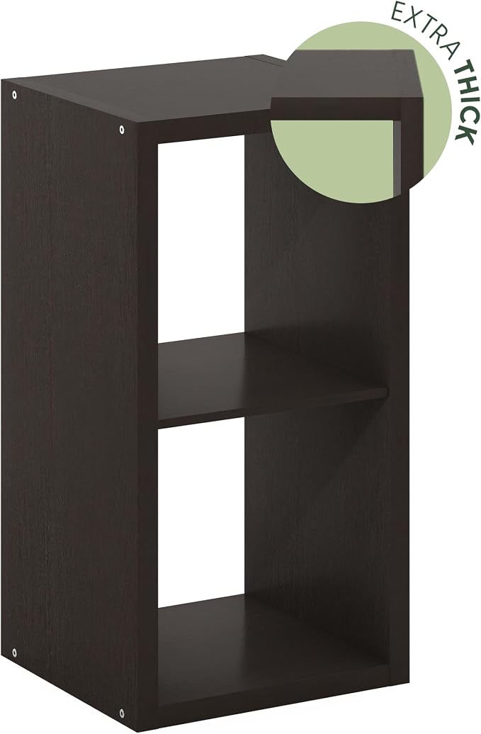 Furinno CUBICLE Book Shelf, 2-Cube Bookshelf, Extra Thick Frame Horizontally & - Image 6
