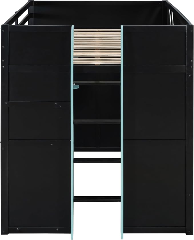 Full Size Wood Loft Bed with Built-in Workstation, Smart Storage, RGB Lighting - Image 9