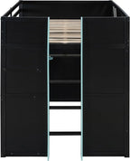 Full Size Wood Loft Bed with Built-in Workstation, Smart Storage, RGB Lighting - Image 9