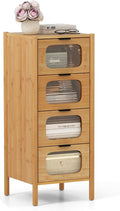 Giantex 4 Drawer Storage Cabinet, Bamboo Storage Organizer by Giantex