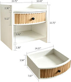 Wooden Nightstand with Drawer and Open Storage Shelf, Curved Front Bedside Table - Image 2