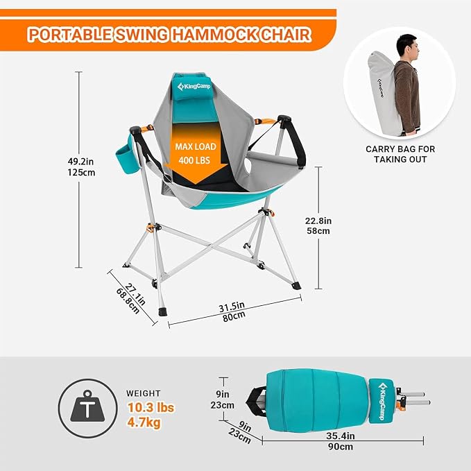 KingCamp Hammock Camping Chair, Swinging Portable Camp Chairs - Image 3