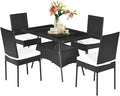 Tangkula 5 Piece Wicker Patio Dining Set, Outdoor Rattan Table & Chairs Set by TANGKULA