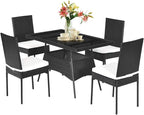 Tangkula 5 Piece Wicker Patio Dining Set, Outdoor Rattan Table & Chairs Set by TANGKULA