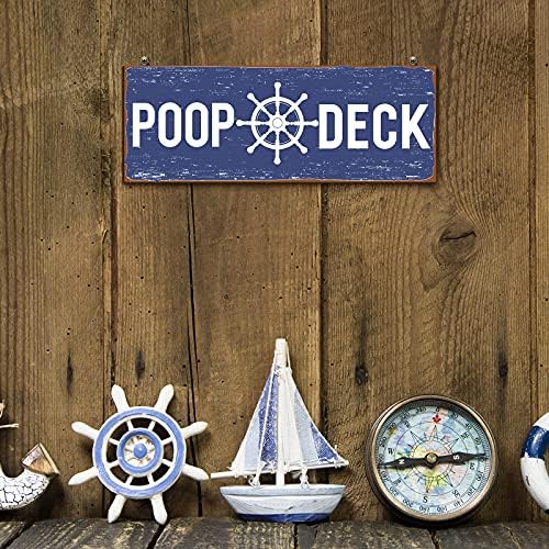 Jetec POOP DECK Sign Nautical Bathroom Wall Decor,Blue - Image 3