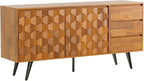 Bme Sideboard Georgina Solid Wood 2 Doors & 3 Drawers, Living Room, Teak Brown - Image 7